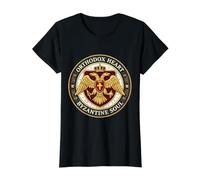 Corazón Ortodoxo Alma Bizantina Cristiano Águila Bizancio Camiseta gráfica económica, Mujer, Negro, XS