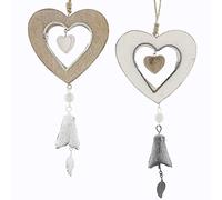 Corazón para colgar con campana de Frank Flechtwaren, en set de 2 unidades