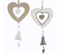 Corazón para colgar con campana de Frank Flechtwaren, en set de 2 unidades