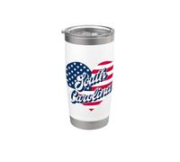 Corazón patriótico de Estados Unidos del estado de Carolina del Sur hombres mujeres y niños Vaso térmico de acero inoxidable de doble pared