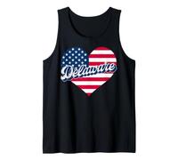 Corazón patriótico del Estado de Delaware con la Bandera Estadounidense para Hombres, Mujeres y niños Camiseta sin Mangas