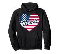 Corazón patriótico del Estado de Illinois, Bandera de EE. UU., para Hombres, Mujeres y niños Sudadera con Capucha