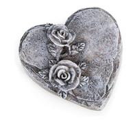 Corazón pequeño para Cementerio con Rosas: decoración Resistente a la Intemperie, corazón funerario para Tumba y urna, Piedra Conmemorativa con Rosa, Adornos para Día de Todos los Santos, 8 x 8 cm