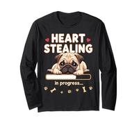 Corazón Pug Perro Divertido Regalo Pug Cachorro Manga Larga