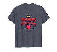 Corazón Retro de la Corona de tu Madre con diseño de Fan más Grande de 1984 Camiseta, Hombre, Azul Jaspeado, XXL