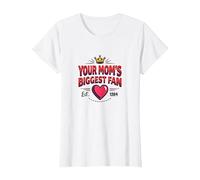 Corazón Retro de la Corona de tu Madre con diseño de Fan más Grande de 1984 Camiseta, Mujer, Blanco, XS
