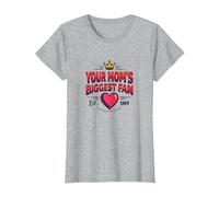 Corazón Retro de la Corona de tu Madre con diseño de Fan más Grande de 1984 Camiseta, Mujer, Gris Jaspeado, S