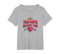 Corazón Retro de la Corona de tu Madre con diseño de Fan más Grande de 1984 Camiseta, Mujer Tallas Grandes, Gris Jaspeado, 2XL Grande