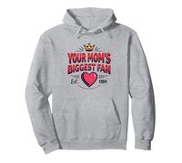Corazón Retro de la Corona de tu Madre con diseño de Fan más Grande de 1984 Sudadera con Capucha, Unisex para Adultos, Gris Jaspeado, XL