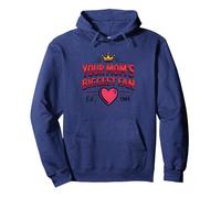 Corazón Retro de la Corona de tu Madre con diseño de Fan más Grande de 1984 Sudadera con Capucha, Unisex para Adultos, Azul Marino, L