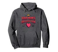 Corazón Retro de la Corona de tu Madre con diseño de Fan más Grande de 1984 Sudadera con Capucha, Unisex para Adultos, Jaspeado Oscuro, M