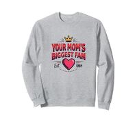 Corazón Retro de la Corona de tu Madre con diseño de Fan más Grande de 1984 Sudadera, Unisex para Adultos, Gris Jaspeado, S