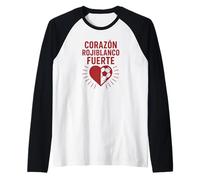 Corazón Rojiblanco Fuerte Afición Atlético Madrid Camiseta Manga Raglan