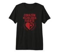 Corazón Rojiblanco Fuerte Afición Atlético Madrid Camiseta Premium