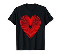 Corazón Rojo Amor Amistad Camiseta gráfica económica, Hombre, Negro, XL