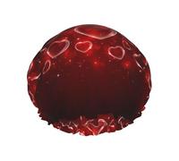 Corazón Rojo,Gorro de ducha, gorro de noche, gorro de baño elástico impermeable de doble capa, reutilizable para el cabello.