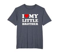 Corazón Rojo I Love My Little Brother Camiseta, Hombre Tallas Grandes, Azul Jaspeado, 3X Alto