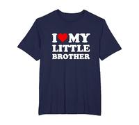 Corazón Rojo I Love My Little Brother Camiseta, Hombre Tallas Grandes, Azul Marino, 3X Alto