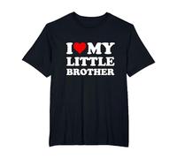 Corazón Rojo I Love My Little Brother Camiseta, Hombre Tallas Grandes, Negro, 2X Alto