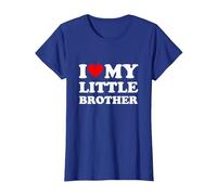 Corazón Rojo I Love My Little Brother Camiseta, Mujer, Azul Real, XXL