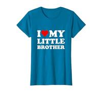 Corazón Rojo I Love My Little Brother Camiseta, Mujer, Zafiro, M