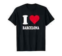 Corazón Rojo Me Encanta Barcelona Camiseta gráfica económica, Hombre, Negro, M