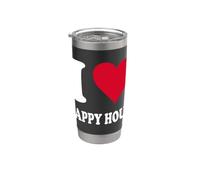 Corazón Rojo Me Encanta Happy Hour Vaso térmico de acero inoxidable de doble pared