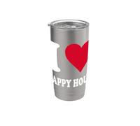 Corazón Rojo Me Encanta Happy Hour Vaso térmico de acero inoxidable de doble pared