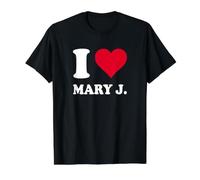 Corazón Rojo Me Encanta Mary J. Camiseta gráfica económica, Hombre, Negro, L