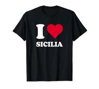 Corazón Rojo Me Encanta Sicilia Camiseta gráfica económica, Hombre, Negro, M
