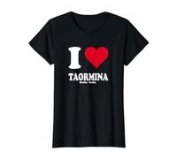 Corazón Rojo Me Encanta Taormina Camiseta gráfica económica, Mujer, Negro, XL