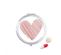 Corazón rojo sketch dia de San Valentin Travel bolsillo píldora caso medicina dispensador espejo regalo caja de almacenamiento
