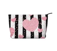 Corazón romántico con Lentejuelas en Oro Rosa,Neceser de Pana, Neceser de Maquillaje portátil, Neceser de Viaje