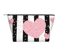 Corazón Romántico Raya De Lentejuelas De Oro Rosa, Bolsa de artículos de tocador Bolsa de Maquillaje Bolsa de cosméticos Bolsa de artículos de tocador de Viaje portátil
