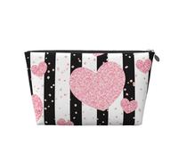 Corazón Romántico Raya De Lentejuelas De Oro Rosa, Bolsa de artículos de tocador Bolsa de Maquillaje Bolsa de cosméticos Bolsa de artículos de tocador de Viaje portátil