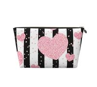 Corazón Romántico Raya De Lentejuelas De Oro Rosa, Bolsa de Maquillaje Bolsa de cosméticos Bolsa de artículos de tocador de Viaje portátil Bolsa de artículos de tocador