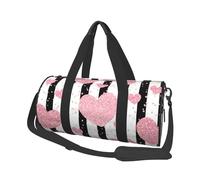 Corazón Romántico Raya De Lentejuelas De Oro Rosa, Bolsa de Viaje de Gran Capacidad, Bolso Redondo, Bolsa de Viaje Deportiva, Bolsa de Mano, Bolsa de Fitness