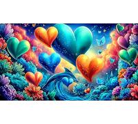 Corazón Rosa 3D Puzzle de 1000 Piezas de Papel Reciclado - Regalo Divertido para casa Juego Familiar Estimulante para Adultos 75x50/1000pcs