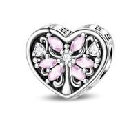Corazón Rosa Árbol de la Vida Charm, Charm para Pulsera, Compatible con Pandora Bracelet Neckalce