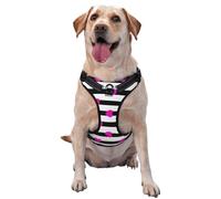 Corazón Rosa sobre línea Negra,Arnés para Mascotas, arnés Reflectante Ajustable para Perros,XL