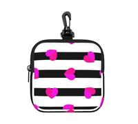 Corazón Rosa sobre línea Negra,Bolsa de Almacenamiento Cuadrada con Cremallera, Monedero de Neopreno, Carteras pequeñas, Monedero pequeño, Monedero