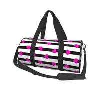 Corazón Rosa sobre línea Negra, Bolsa de Viaje de Gran Capacidad, Bolso Redondo, Bolsa de Viaje Deportiva, Bolsa de Mano, Bolsa de Fitness