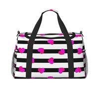 Corazón Rosa sobre línea Negra,Bolsas Deportivas, Bolsos de Viaje Deportivos Cruzados de Mano, Bolsas de Viaje de Gran Capacidad para Mujeres y Hombres.