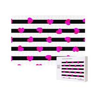 Corazón Rosa sobre línea Negra,Rompecabezas de Madera de 300 Piezas, Juego Familiar, Rompecabezas para Adultos, Adolescentes, decoración del hogar