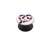 Corazón Union Jack con Cara Kawaii para niños del Reino Unido PopSockets PopGrip Adhesivo