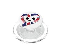 Corazón Union Jack con Cara Kawaii para niños del Reino Unido PopSockets PopGrip para MagSafe
