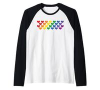 Corazones Arco Iris Bandera LGBT Mes del Orgullo Gay Aliado Camiseta Manga Raglan