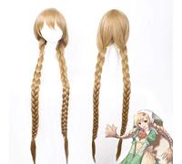 Corazones brillantes: Shiawase No Pan The honey dew Peluca de cosplay 120cm Peluca de pelo sintético trenzado largo para fiesta de anime Color de lino PL-044