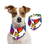 Corazones de Colores del Arco Iris Impresos,Pañuelos de algodón para Perros, Bufandas Ajustables para Mascotas,S