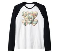 Corazones de Patchwork Cottagecore Camiseta Manga Raglan
